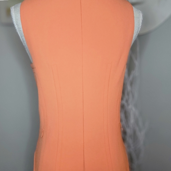 Per Se Orange Sorbet Sheath Cold Shoulder Belted Dress - Picture 6 of 9